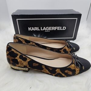 Karl Lagerfeld Leopard Print Ballet Flats